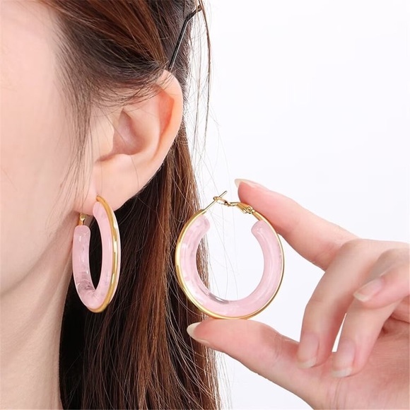 Blush Swirl Hoops - Picture 6 of 10